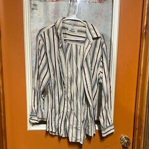Van Heusen Men's Casual Striped Shirt - Cream and Navy